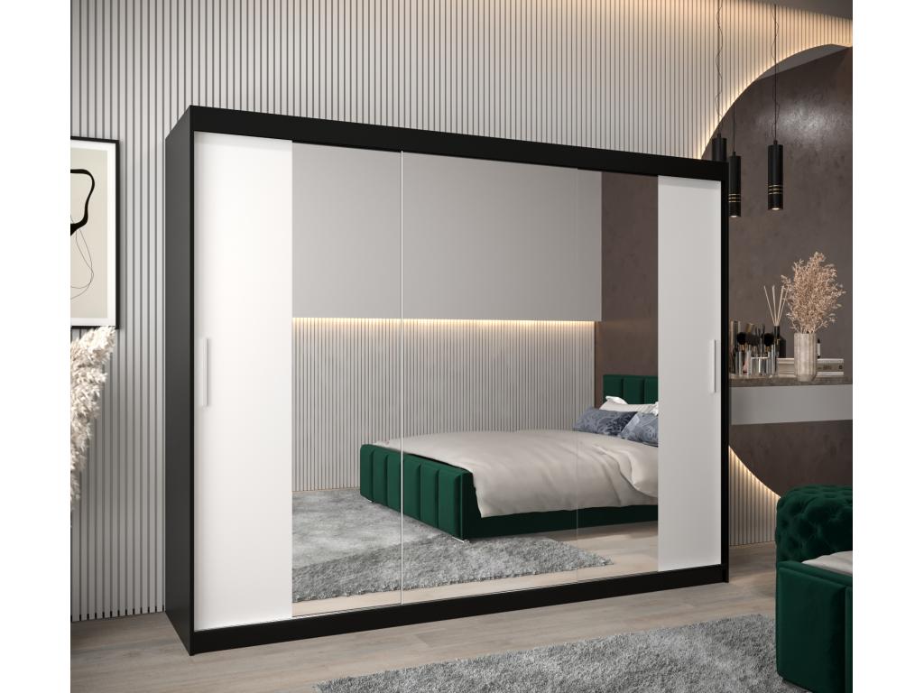 Armario Nestleano 2 de puertas correderas 200/250/62 3 puertas negro/blanco