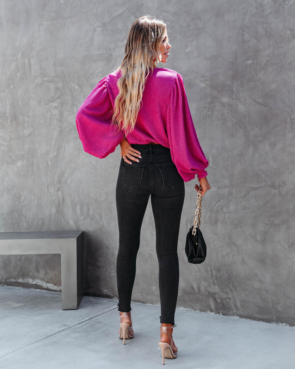 Fantasia Textured Drape Top - Berry - Se7enfashion