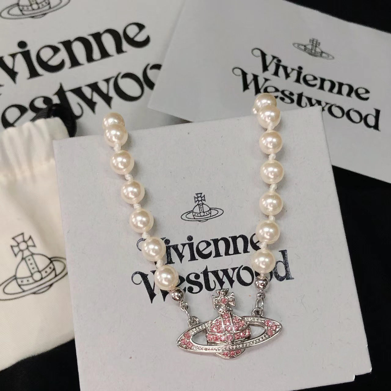 Vivienne Westwood Pink Saturn Necklace - Original Replica Club