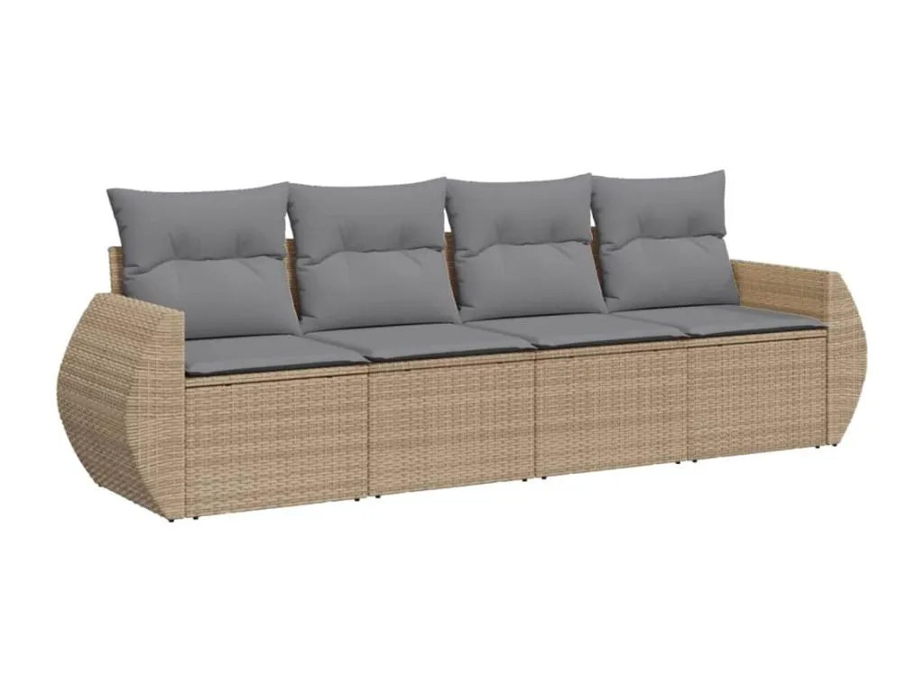Juego de sofás de jardín con cuatro piezas y cojines en ratán sintético color beige  UV2946636
