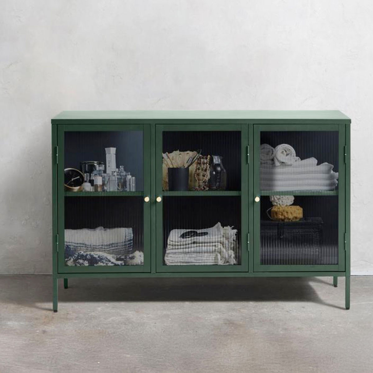 Olivine Katja Sideboard Dressoir Groen - Metaal - Glas - 132 cm