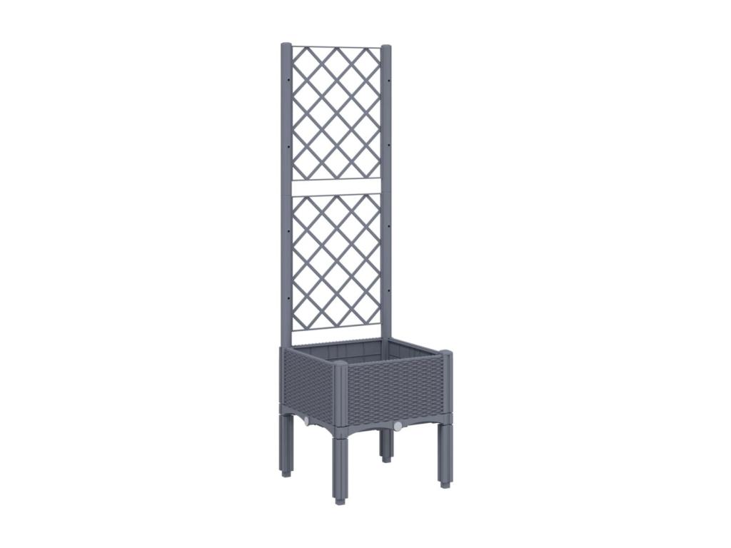 Jardinera con enrejado PP gris 40x40x142 cm