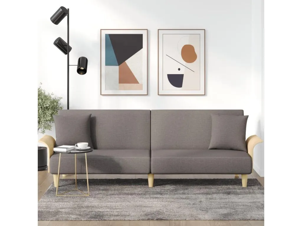 Sofá cama con reposabrazos tela gris taupe AGFW65424