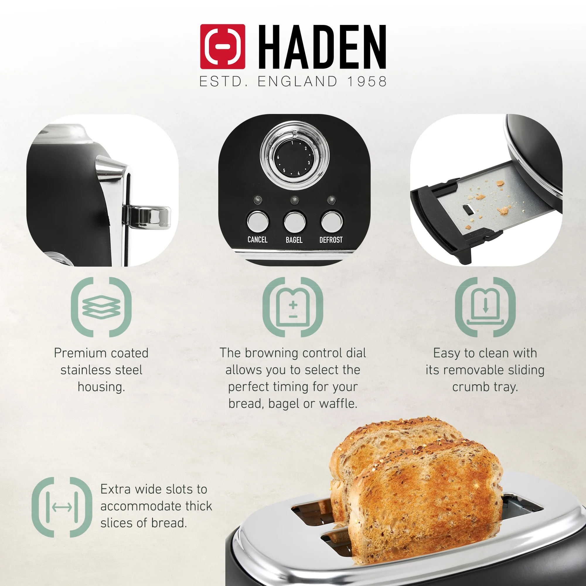 Haden Heritage 1.7 Liter Electric Kettle with 2 Slice Bread Toaster, White - Image 30