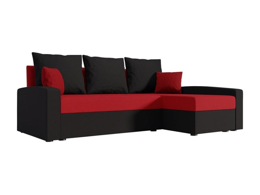 Sofá rinconero Memphis 122, Rojo, Función de descanso, Caja de ropa de cama, 232x139x83cm