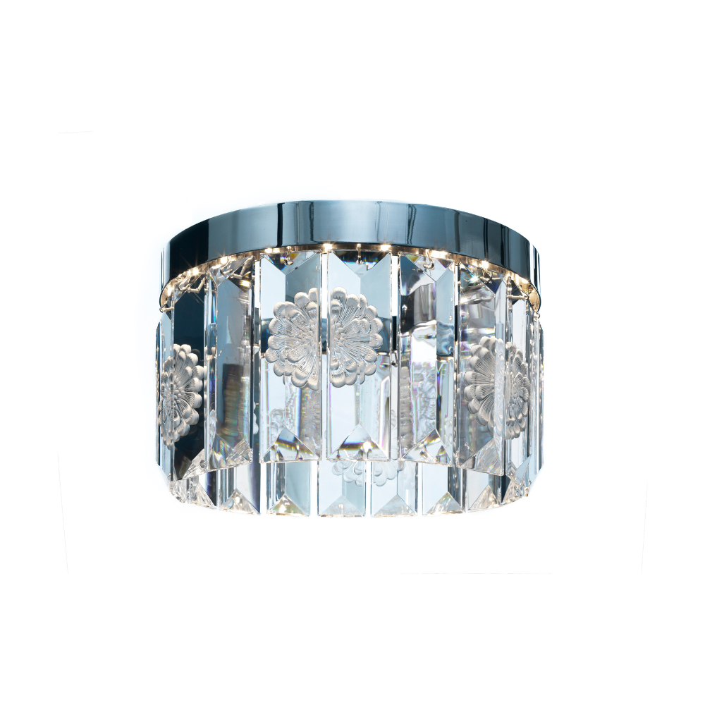 LUSTRE SERENE 18 PRISMES, CIRCULAIRE - CRISTAL INCOLORE, FINITION NICKEL (PLAQUÉ)