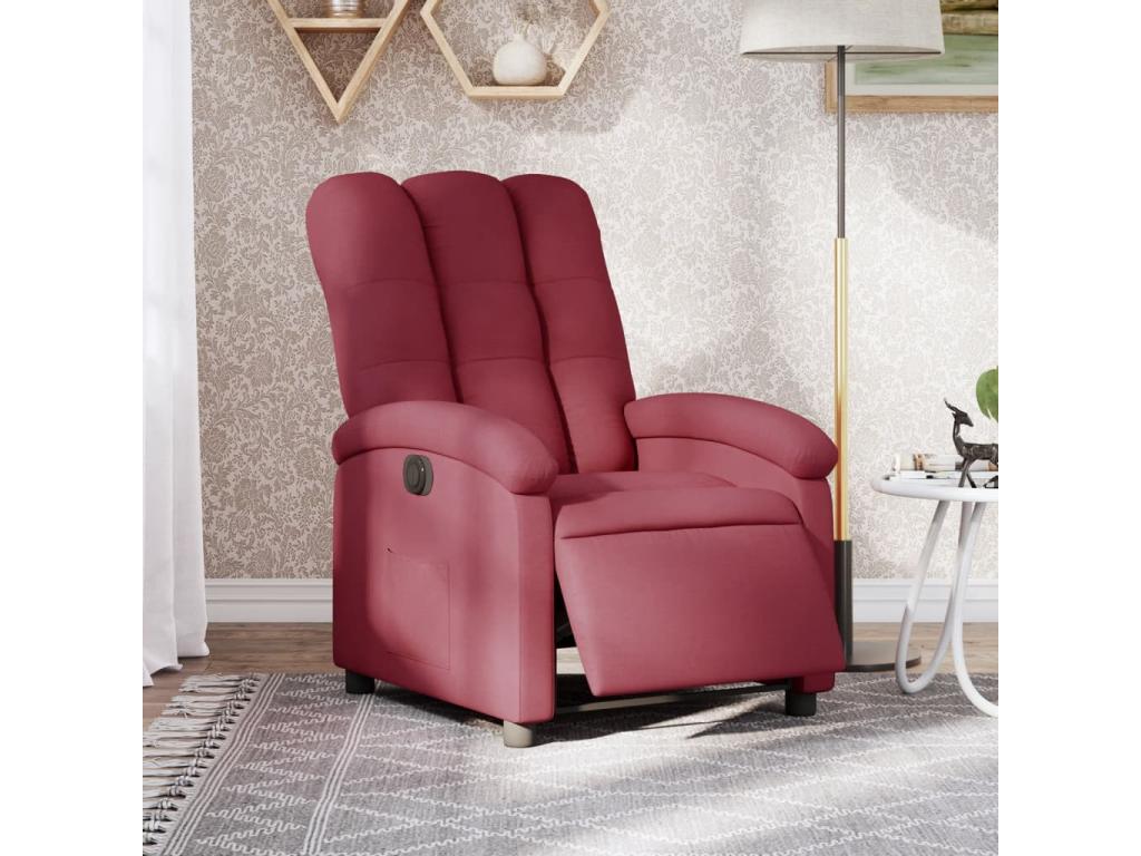 Sillón reclinable eléctrico tela rojo tinto