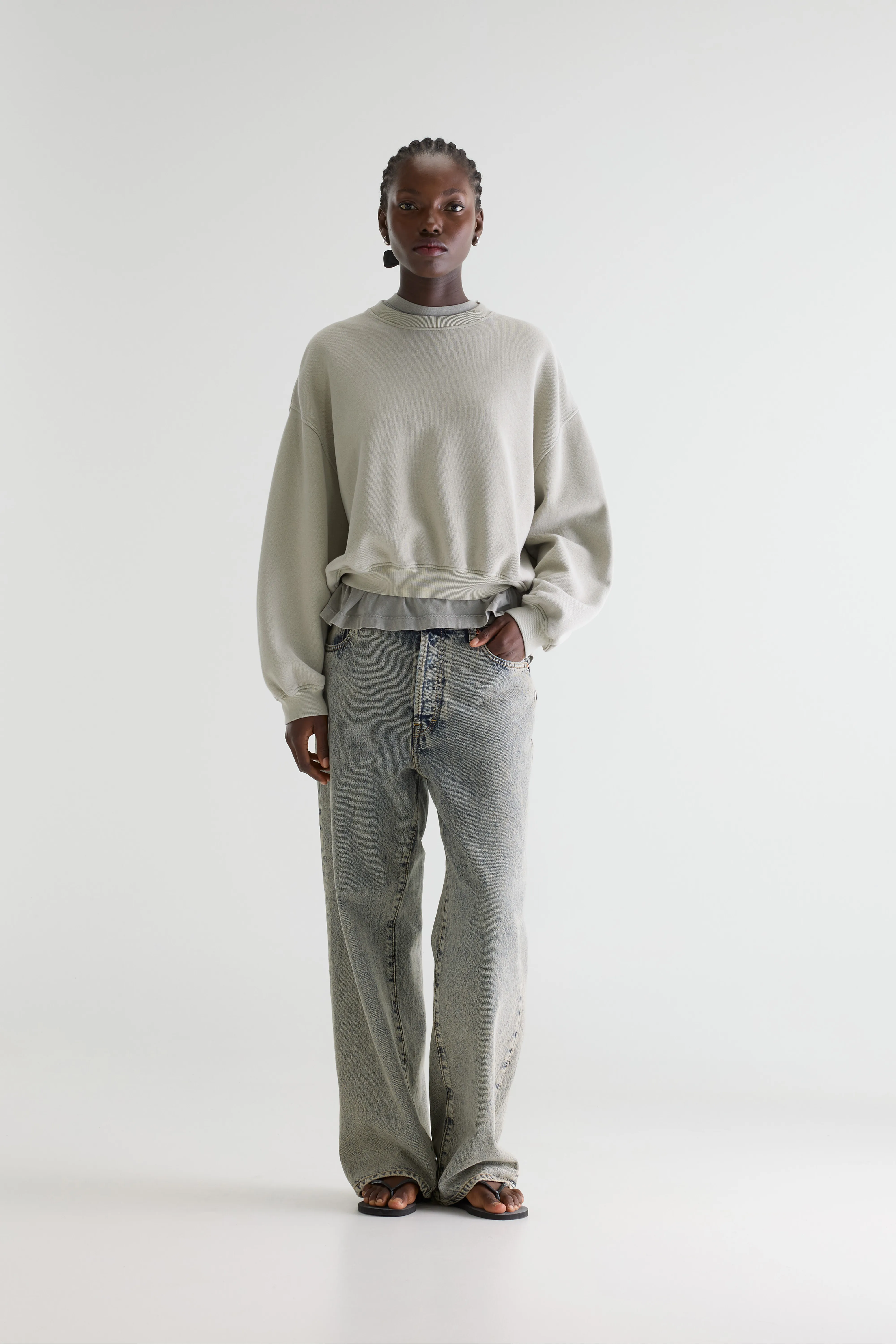 Bellerose Fancy cropped crewneck sweatshirt (261 / W / JADEITE)