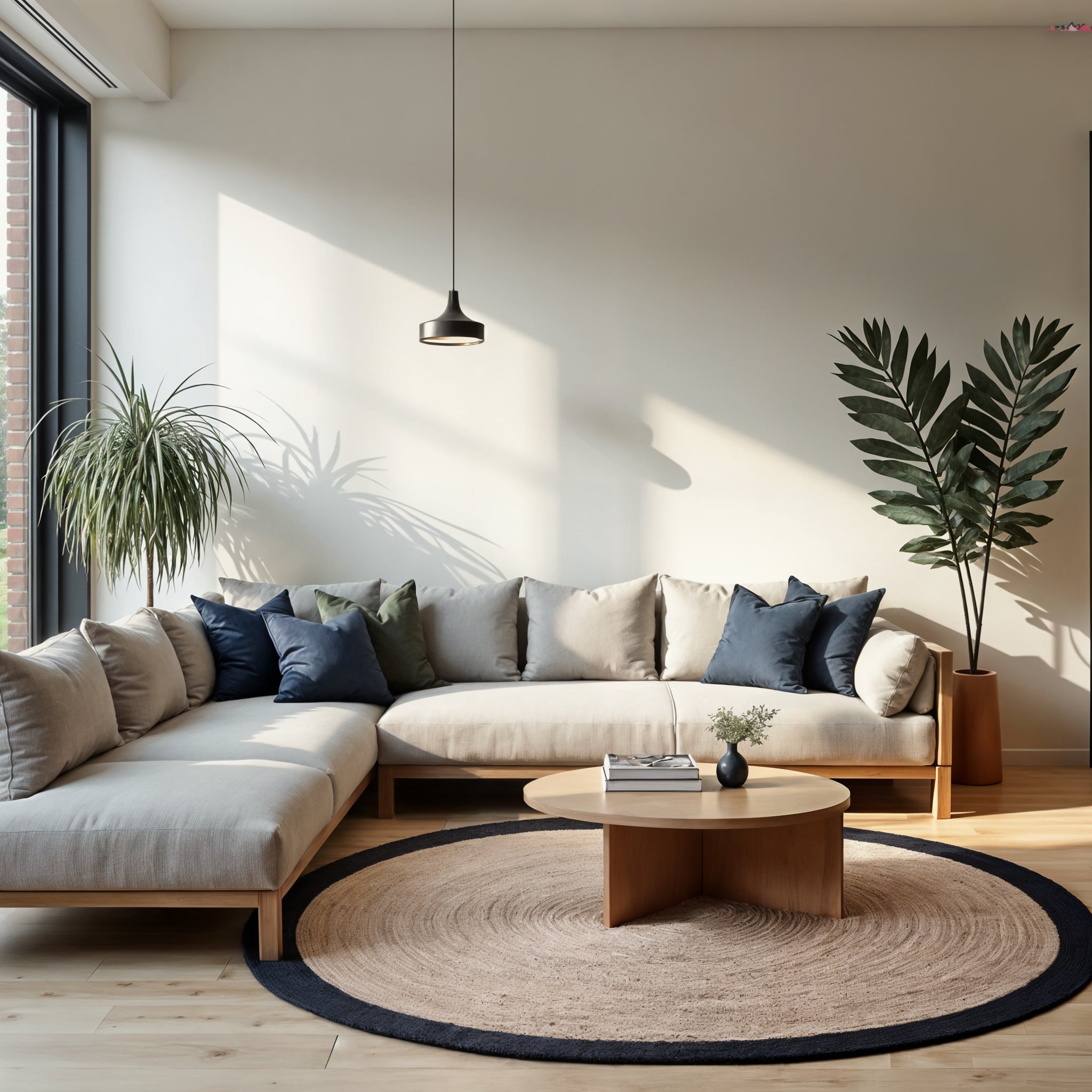 Mrcarpet Rond jute vloerkleed Naturel antraciet 240cm