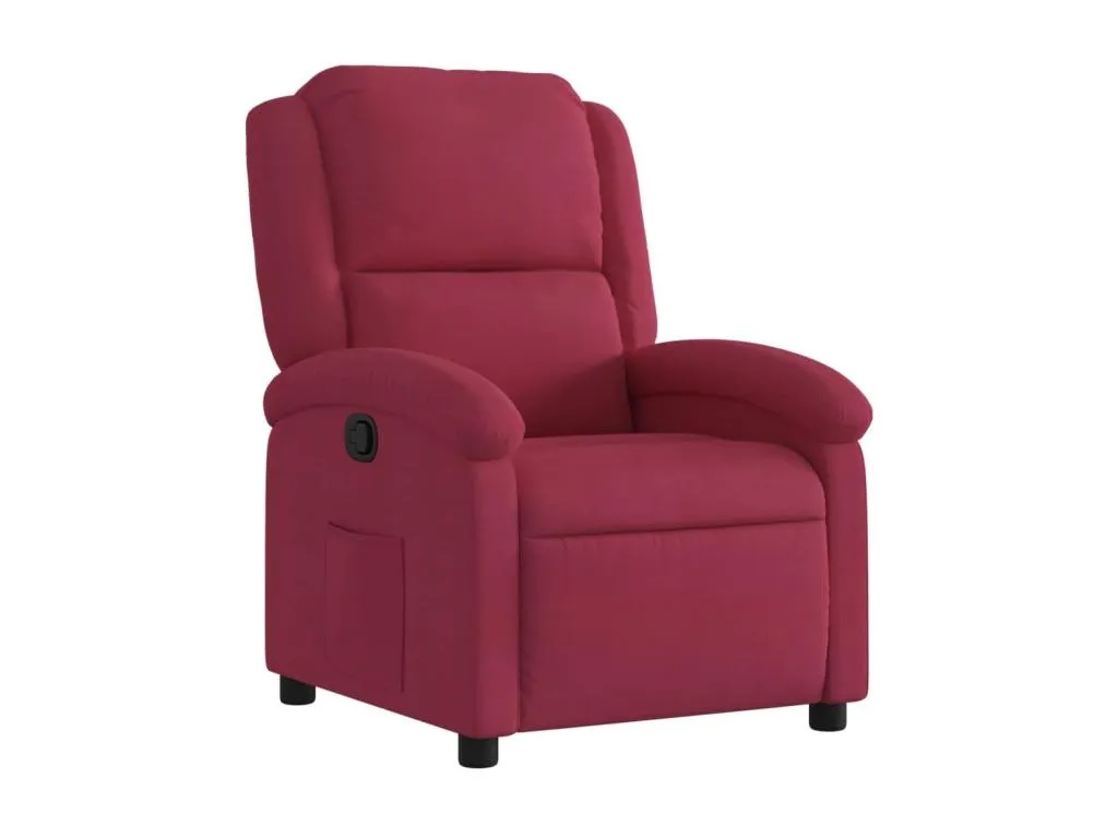 Sillón reclinable de terciopelo rojo burdeos