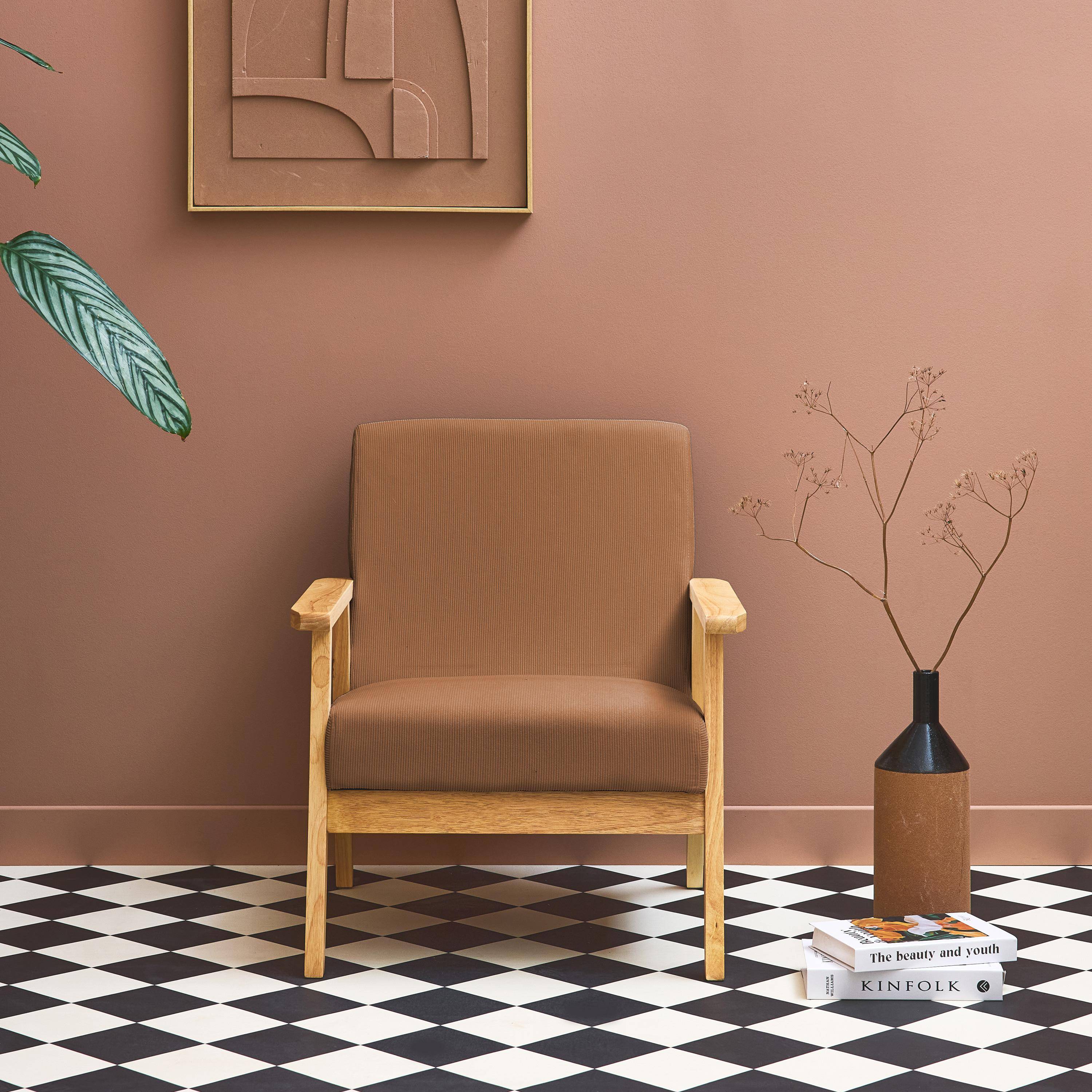 Isak pana - Sillón escandinavo de madera y pana