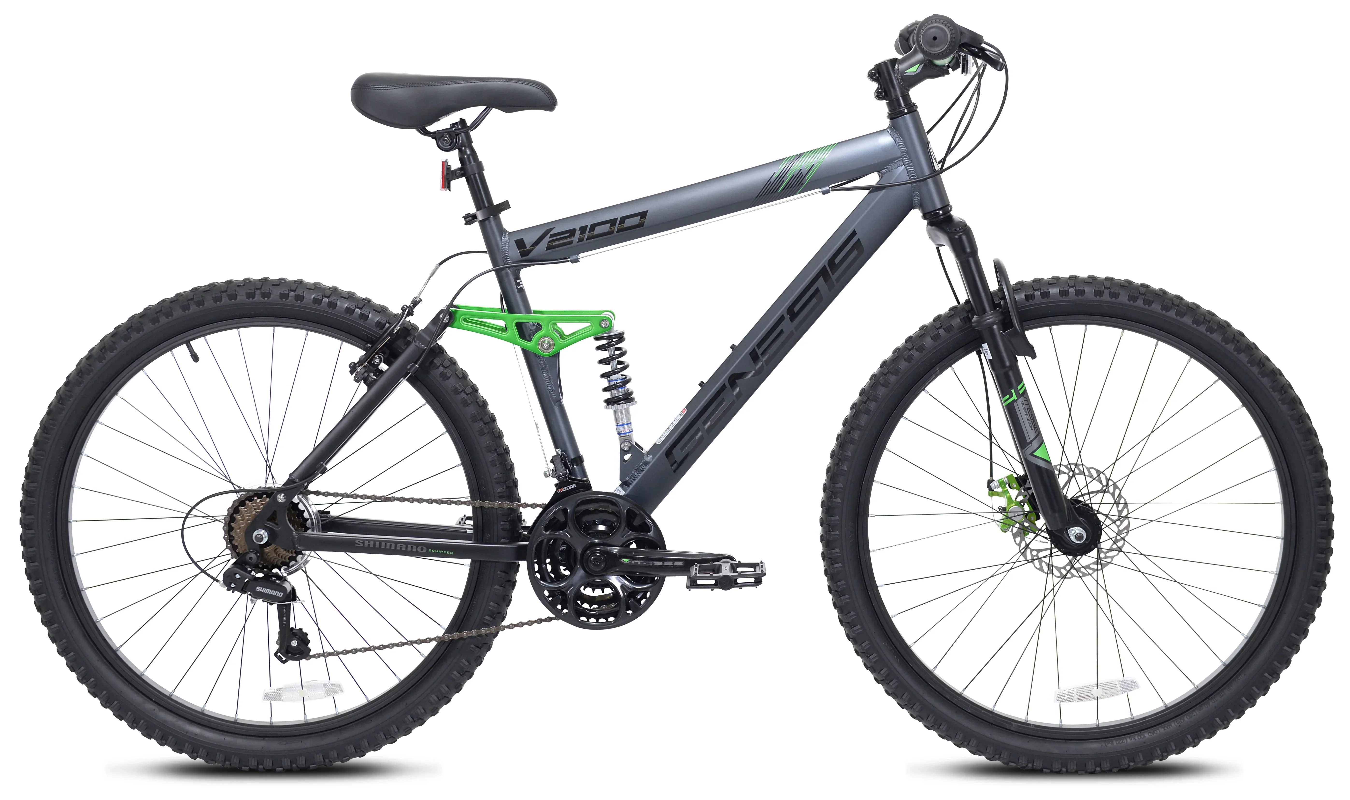 Genesis V2100 Men's Dual Suspension Mountain Bike, 26in, Slate Gray Genesis V2100 Men's Dual Suspension Mountain Bike, 26in, Slate Gray