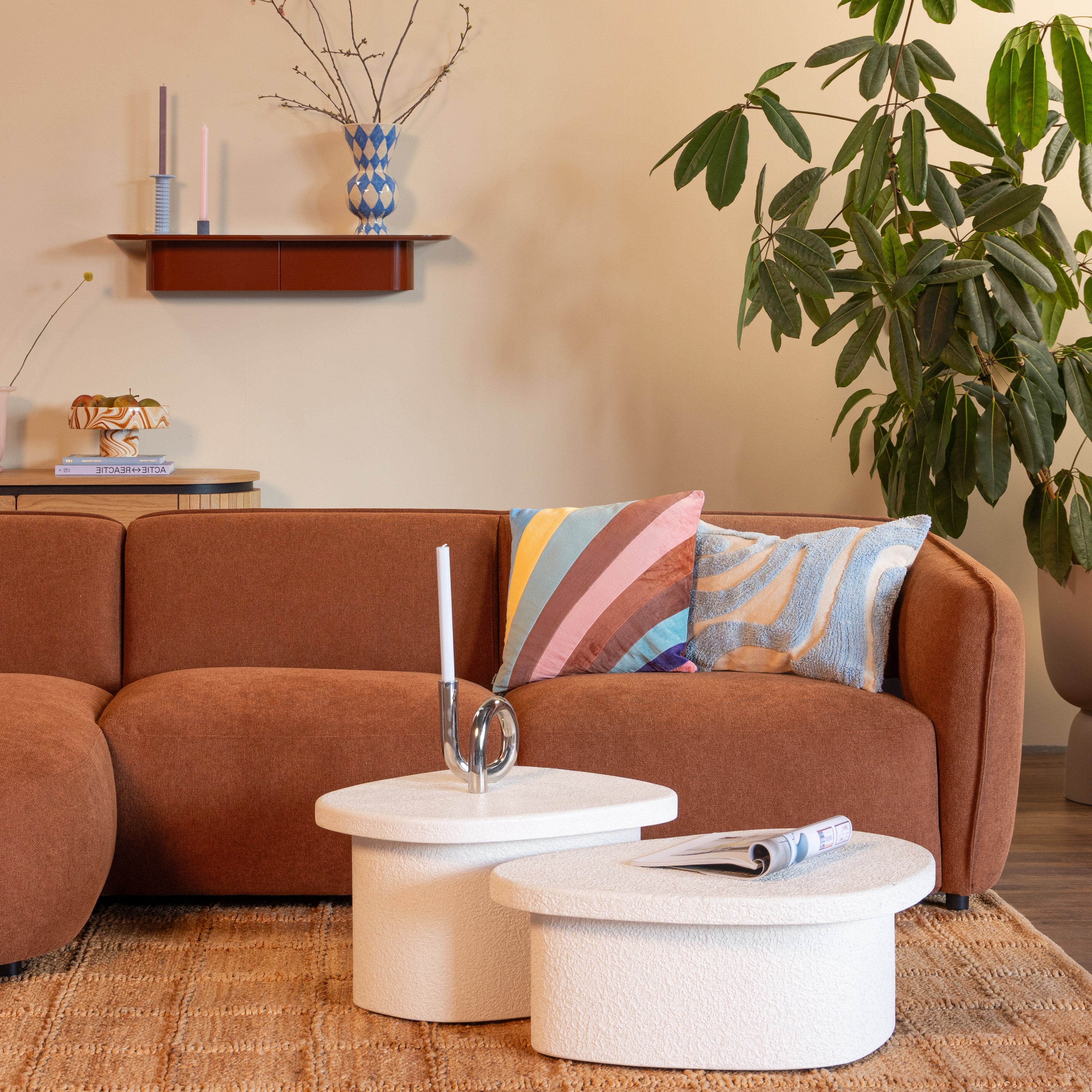 by fonQ Soft Hoekbank met Chaise Longue Links - Micro Chenille - Terra