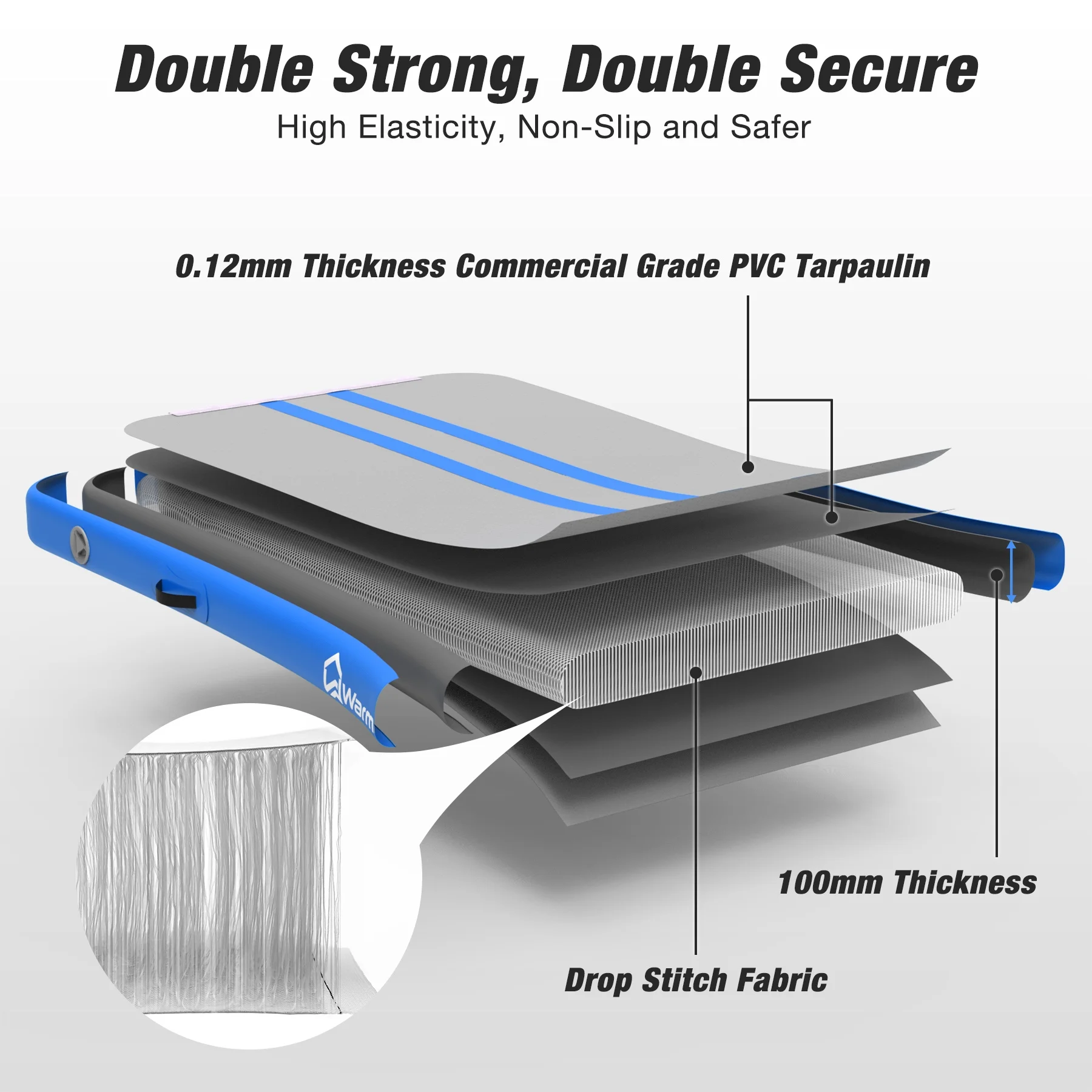 WARMOUNTS Tumbling Mat, 10 ft Inflatable Air Gymnastics Training Mats w/ Electric Pump, 4'' Thick Tumble Track for Home, Gym, Cheerleading, Water, Outdoor - Image 12