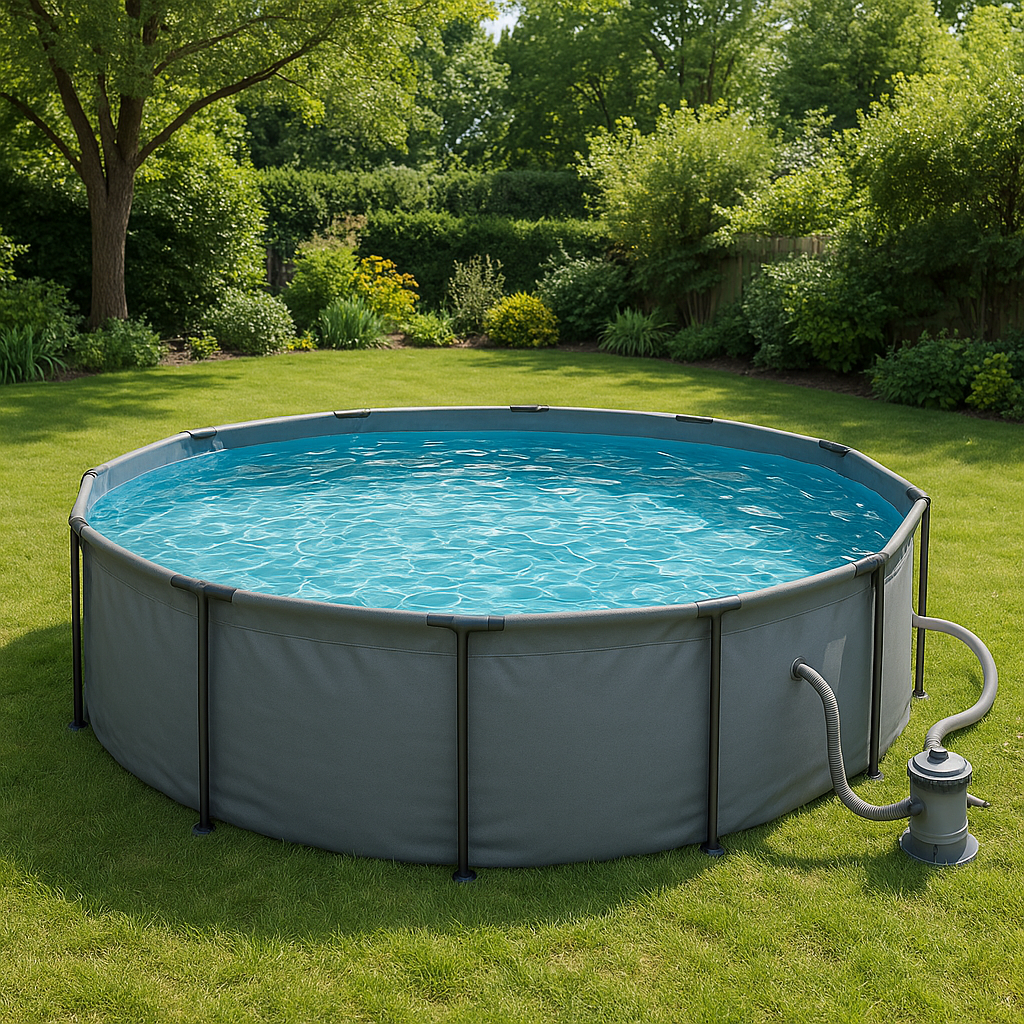 Piscina tubular redonda Redonda Sí Piscina PVC, Acero Exterior, Jardín, Terraza 457x107 cm Gris