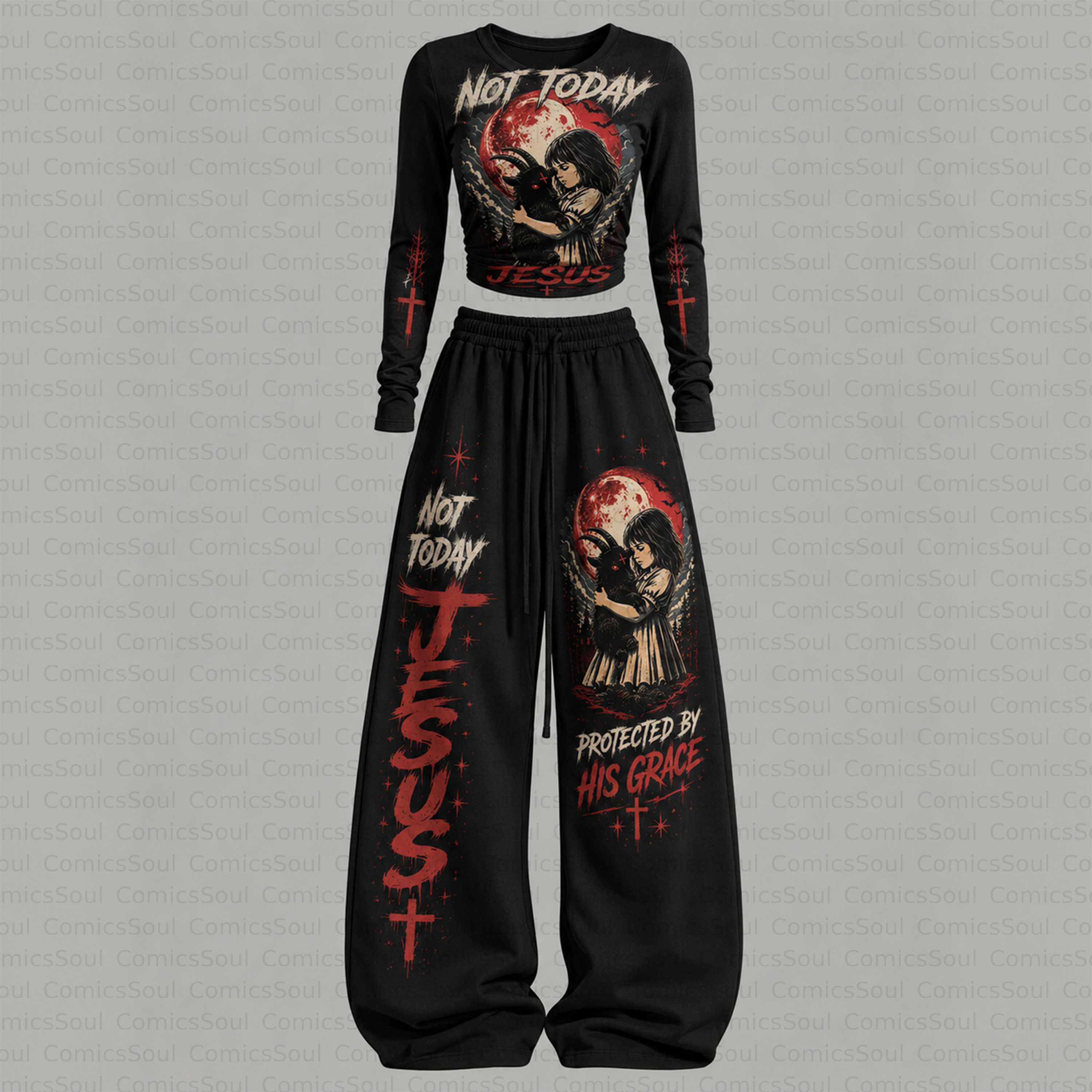 Jesus Series Long-Sleeve Top and Elastic Pants Set 3051030 TeeThreads Sustain the Scene with Custom Apparel