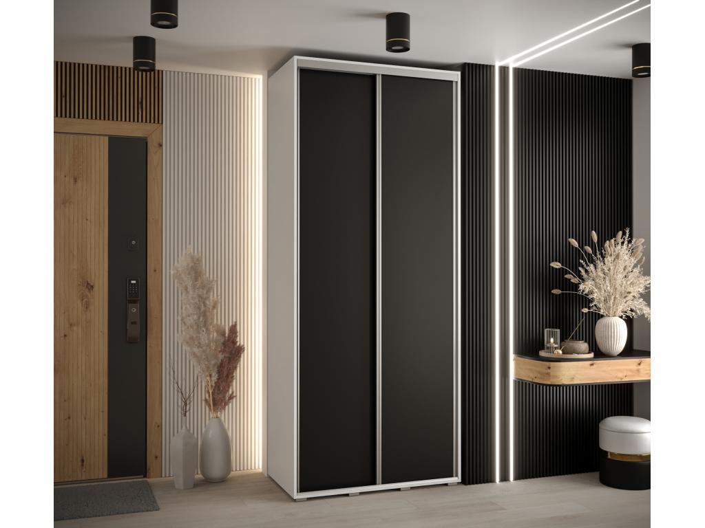 ARMARIO DAVOS 1 DE PUERTAS CORREDERAS 235,2/100/45 2 puertas (Blanco/Negro/Plata)