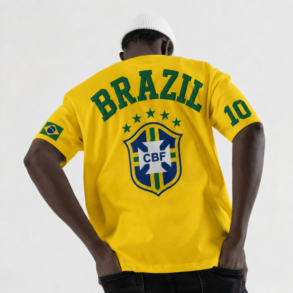 Athletic Cross Shield Badge Football Jersey Printed Unisex Oversized T-shirt
