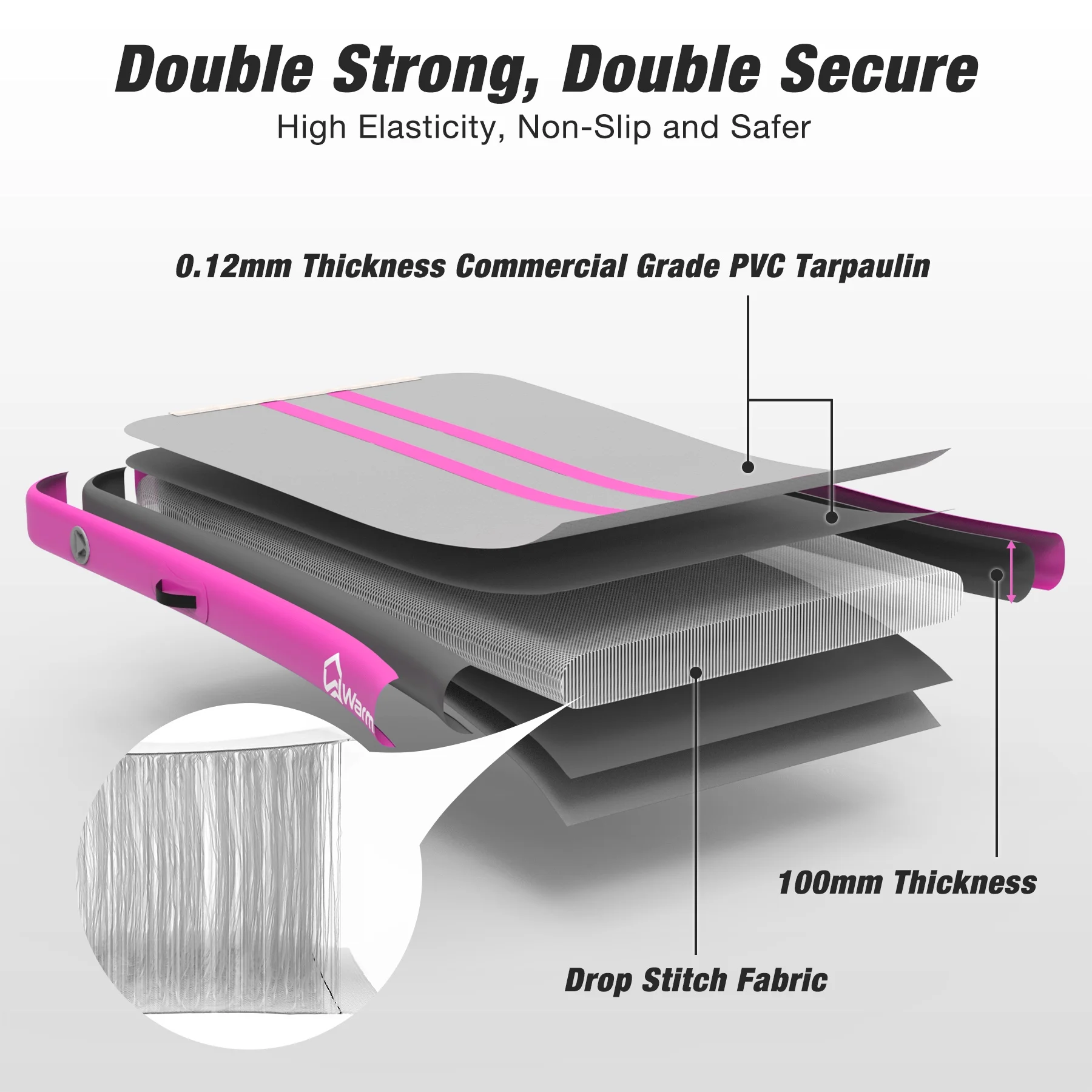 WARMOUNTS Tumbling Mat, 10 ft Inflatable Air Gymnastics Training Mats w/ Electric Pump, 4'' Thick Tumble Track for Home, Gym, Cheerleading, Water, Outdoor - Image 2