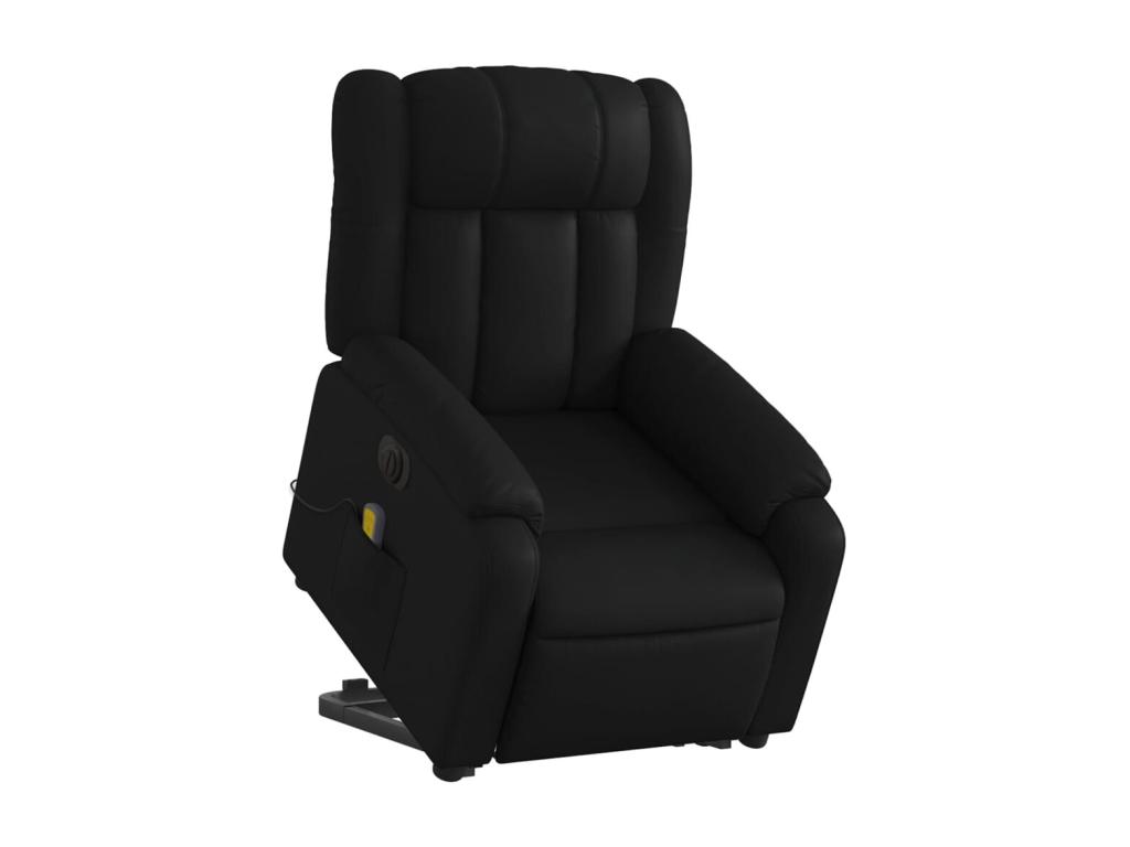 Sillón de masaje elevable eléctrico cuero sintético negro