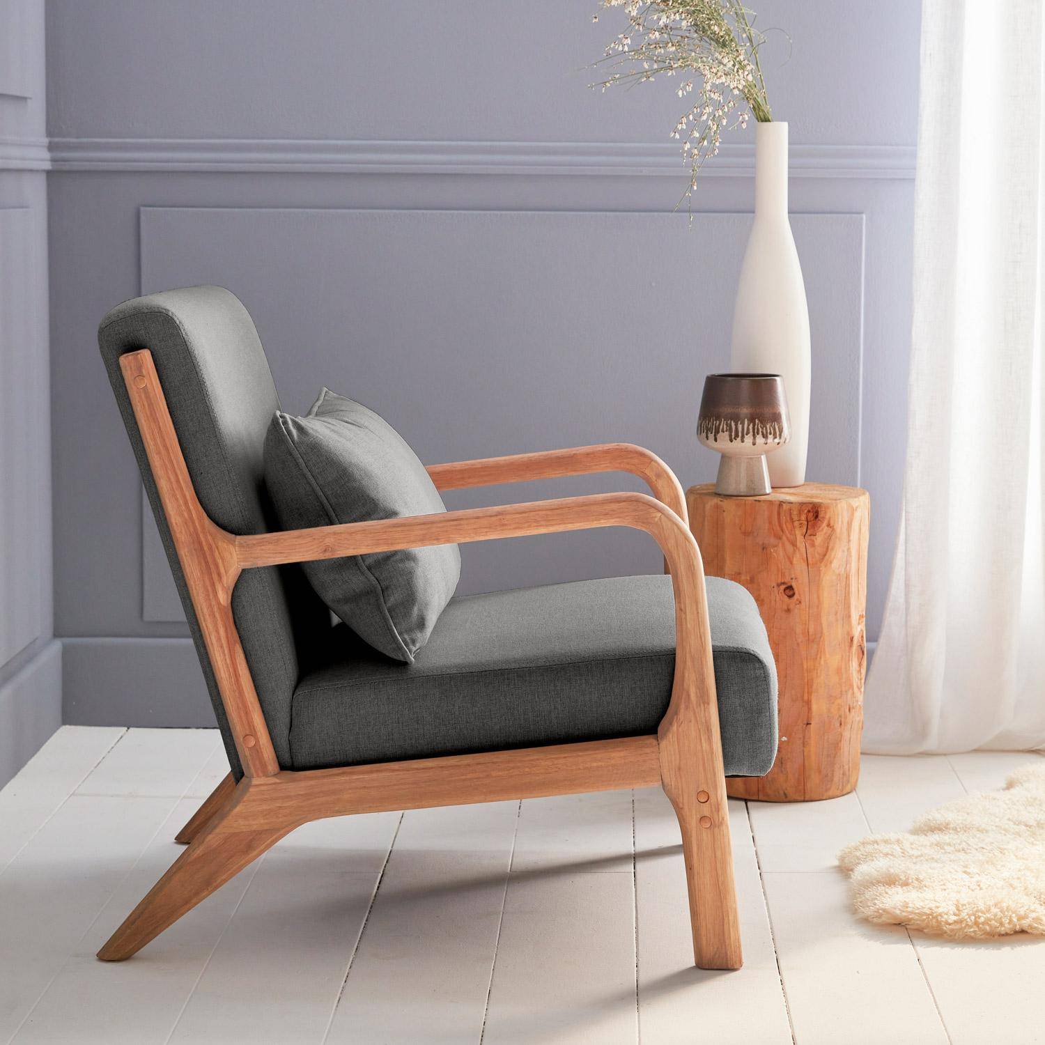 Lorens - Sillón de diseño de madera y tela