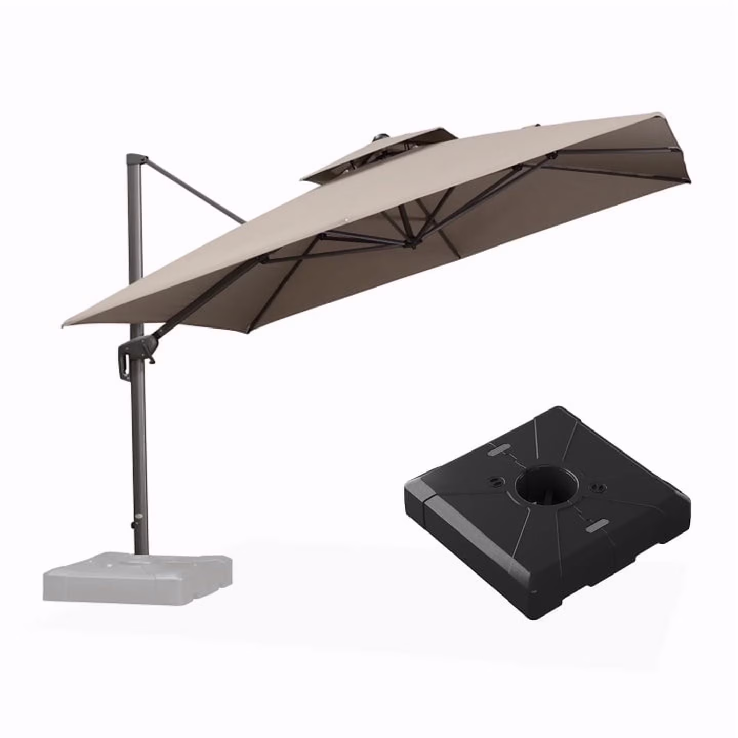 PURPLE LEAF Outdoor Cantilever Umbrella 10' X 13' Rectangle Umbrella Large Patio Umbrella Windproof Heavy Duty Hanging Offset Umbrella for Garden Outdoor Pool, Dark Grey - Image 3