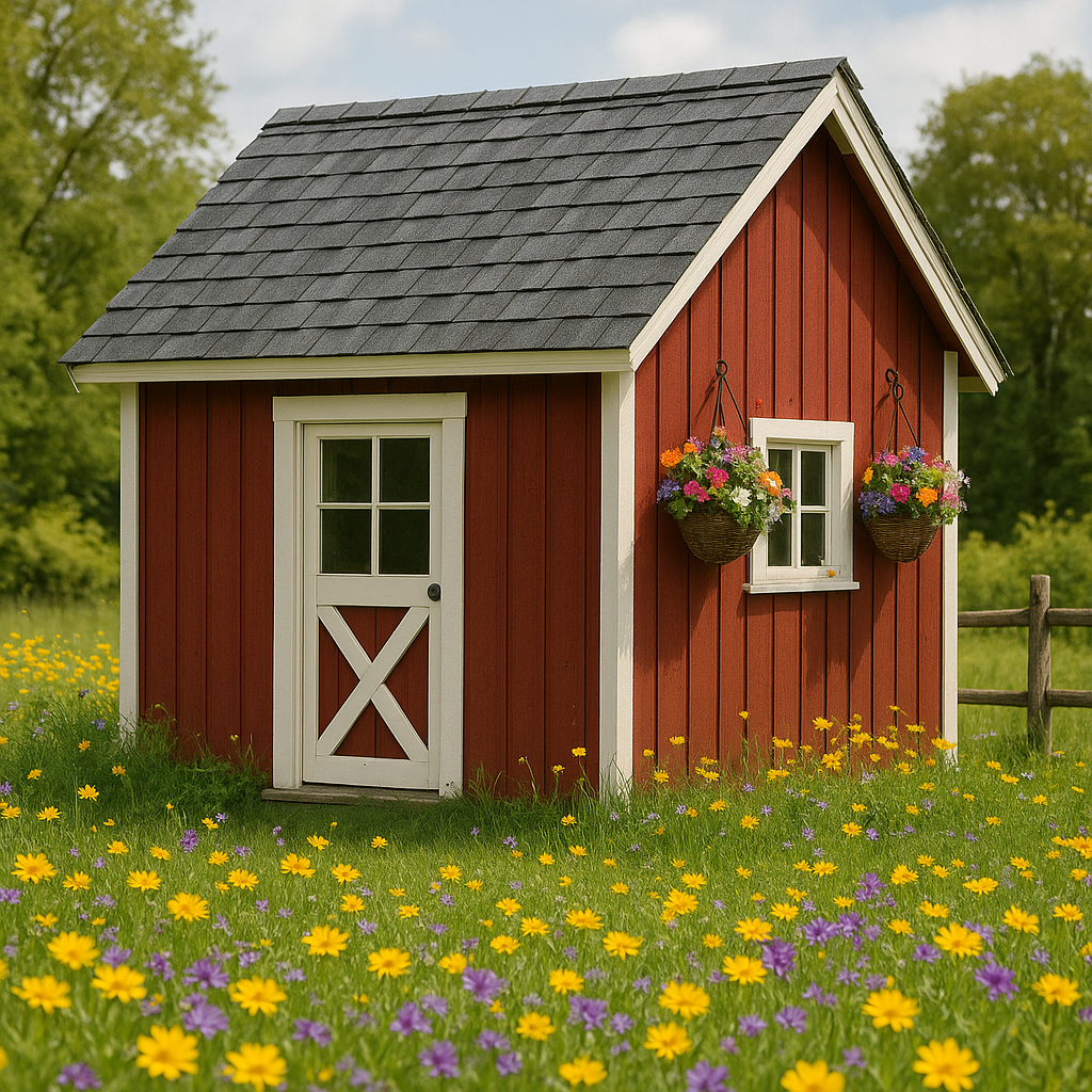 Caseta de jardin de madera Caseta de almacenamiento Rojo y Blanco Madera sintética Exterior 240×200×250cm