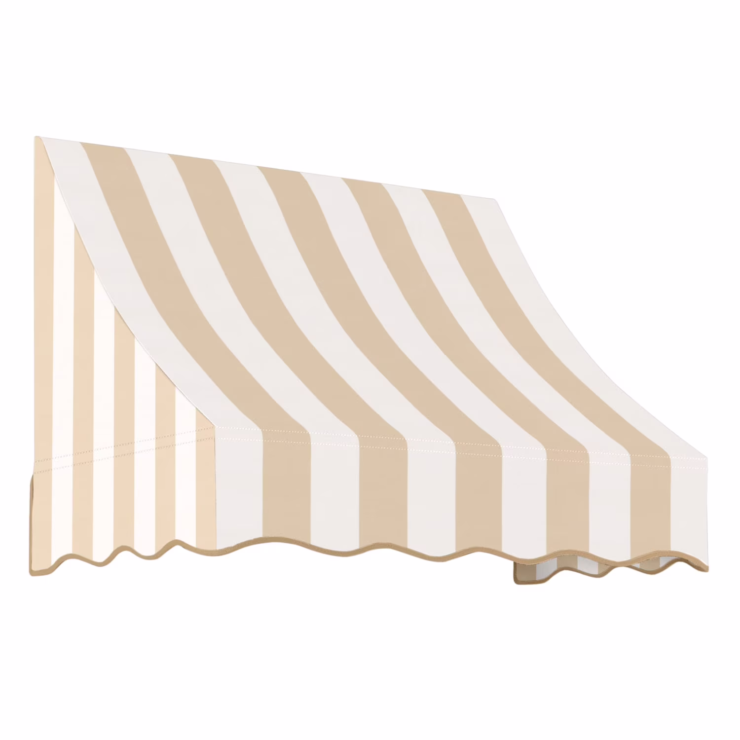 Awntech 3.38 Ft Nantucket Curved Slope Fixed Awning Canopy (40.5in x 31in x 24in), Linen/White Stripe(76.5" W x 44" H x 36" D/Navy/Gray/White Multi)