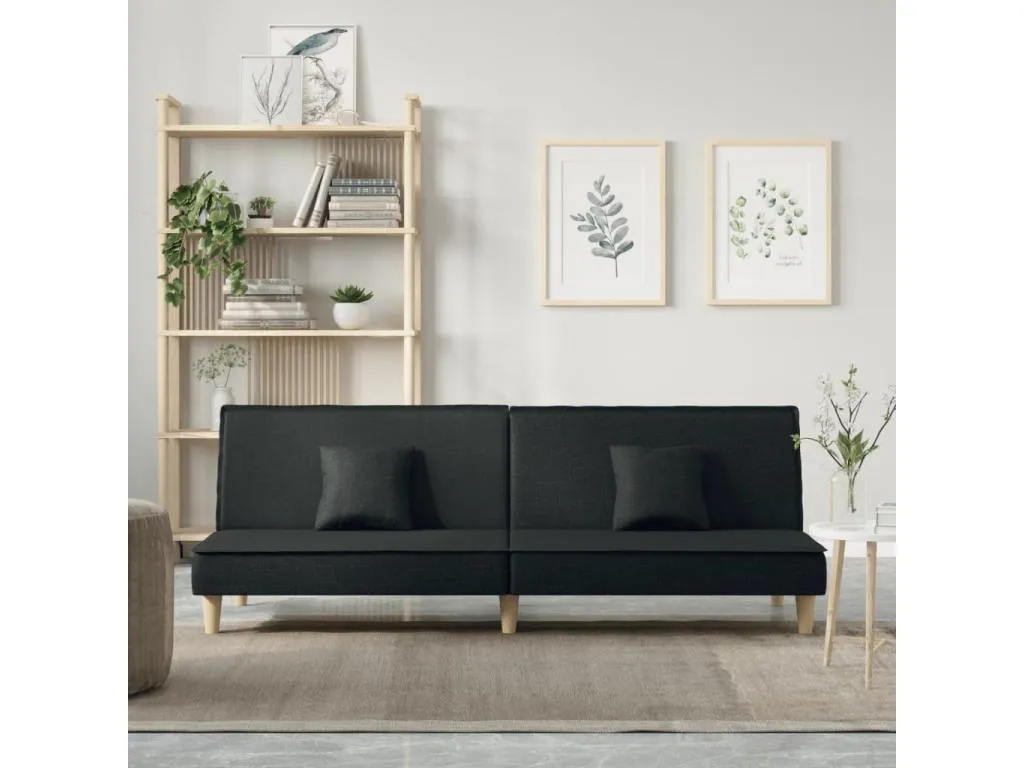 Sofá cama de tela negro LTWO47837