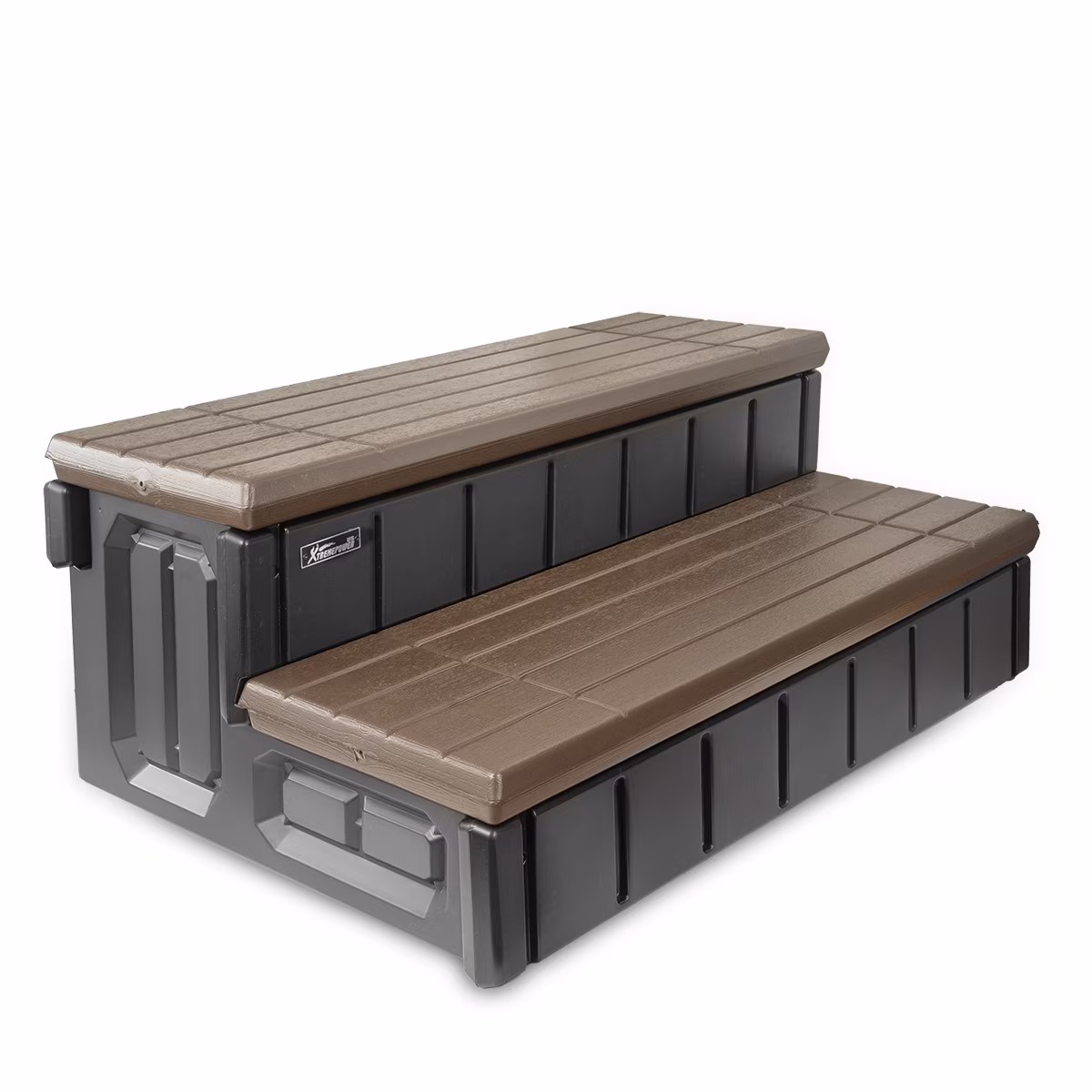 Xtremepowerus Hot Tub Steps with Storage, Spa Step, 36" Length, Camper/Deck Steps, Anti - Slip Brown(Brown)