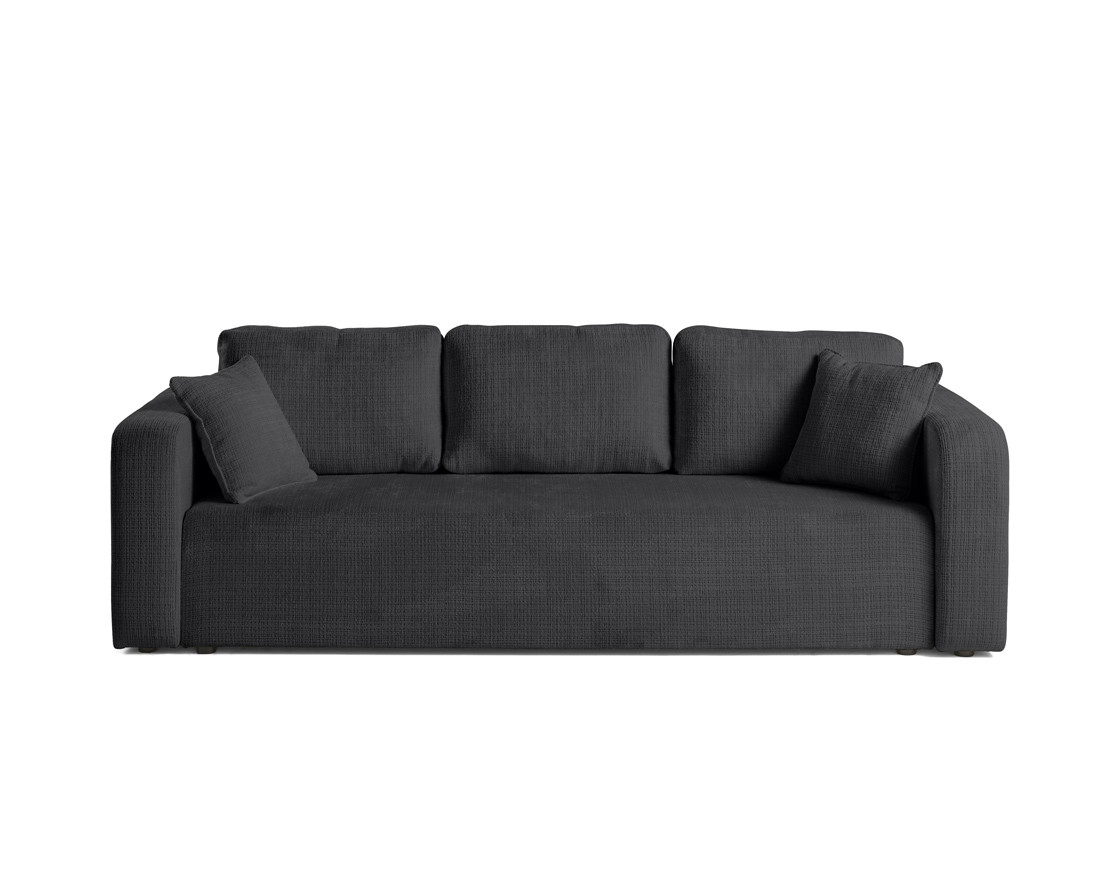Sofá cama recto de 3 plazas en terciopelo gris antracita texturizado op3519o0