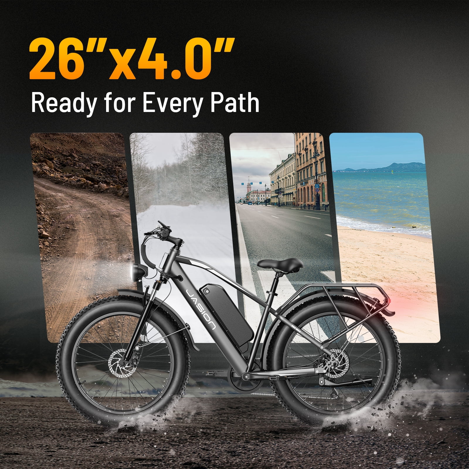 Jasion EB5 MAX Electric Bike for Adults, 750W Electric Mountain Bike with 48V 15Ah Battery, 26'' Fat Tire Off-Road Ebike, 28MPH Shimano 7 Speed Bicycle UL2849 - Image 5