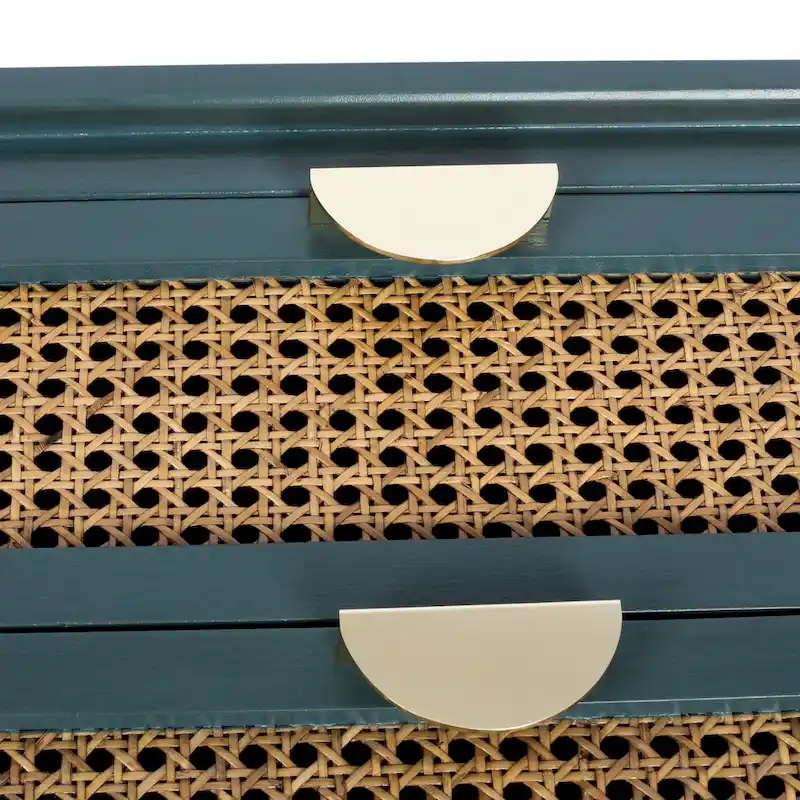 Natural Rattan 2-Drawer Side Table - Perfect for Bedroom, Living Room, or Study