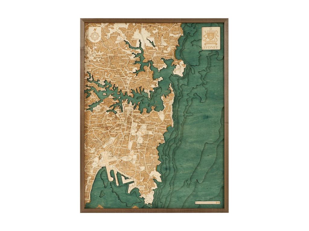 Mapa 3D con Marco Sydney, Multicolor, 61x6x81 cm, CUTTING BROTHERS