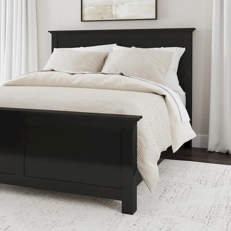 Homestyles Oak Park Black Wood Queen Bed and Nightstand Set - 2 Pieces