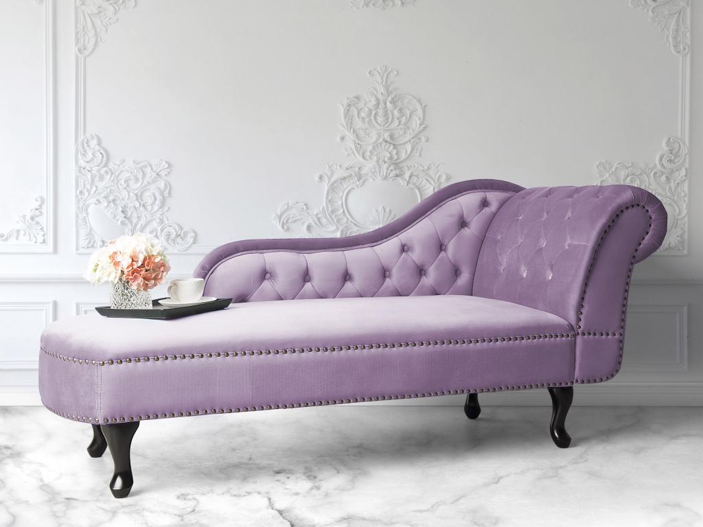 Chaise longue de terciopelo violeta claro derecho NIMES