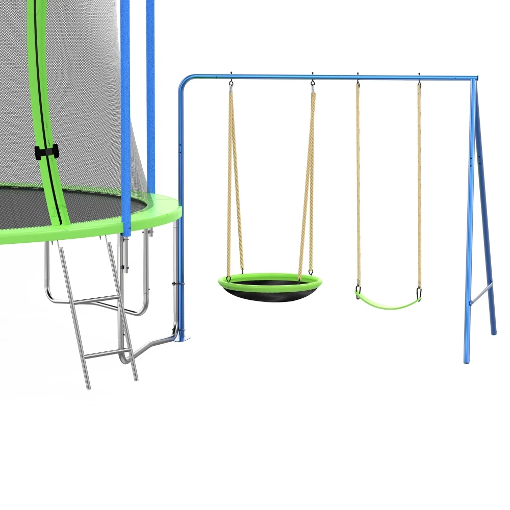 12FT Trampoline with Slide and Swings, Large Outdoor Backyard Trampoline with Basketball Hoop and Ladder for Kids and Adults - Image 15