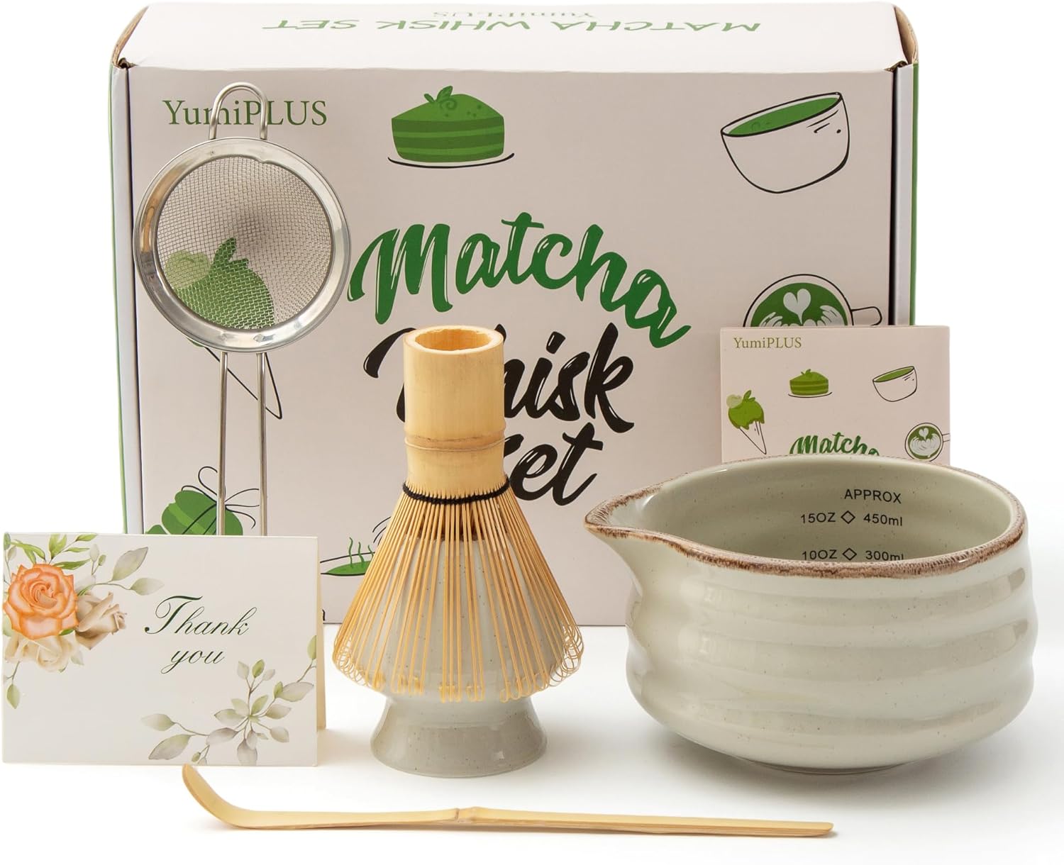 9pcs Premium Matcha Set,Ceramic Bowl with Spout and Bamboo Whisk set, Ceremonical Matcha Kit for breakfast/latte,Tea Starter Making Kit, Unique Christmas/Valentine Gift (Sakura 9pcs)