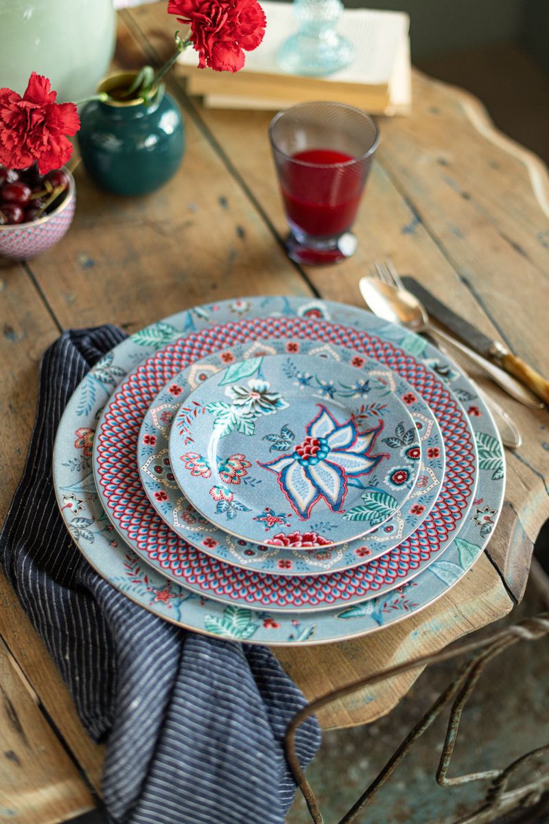 Plate Flower Festival Light Blue 17cm