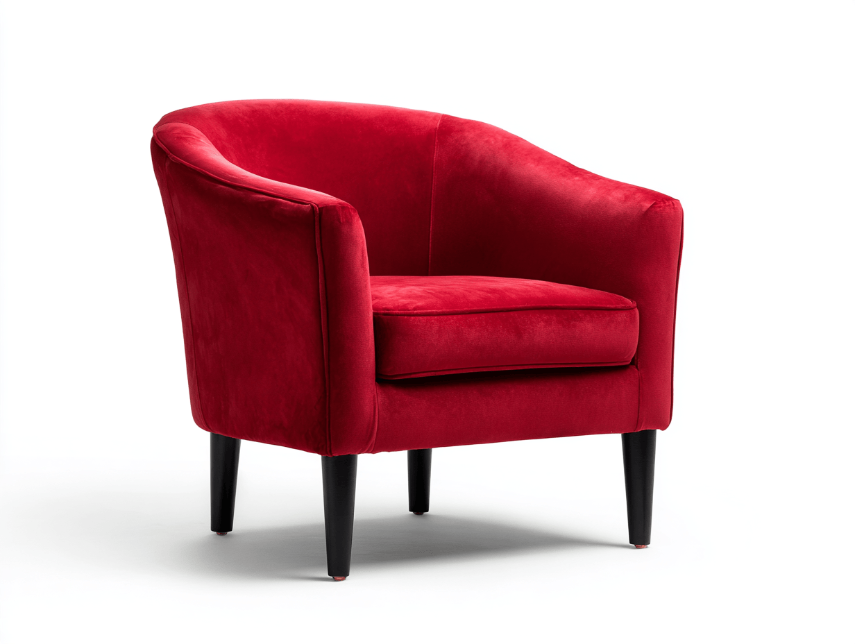 Sillón tapizado en terciopelo – rojo – estilo contemporáneo