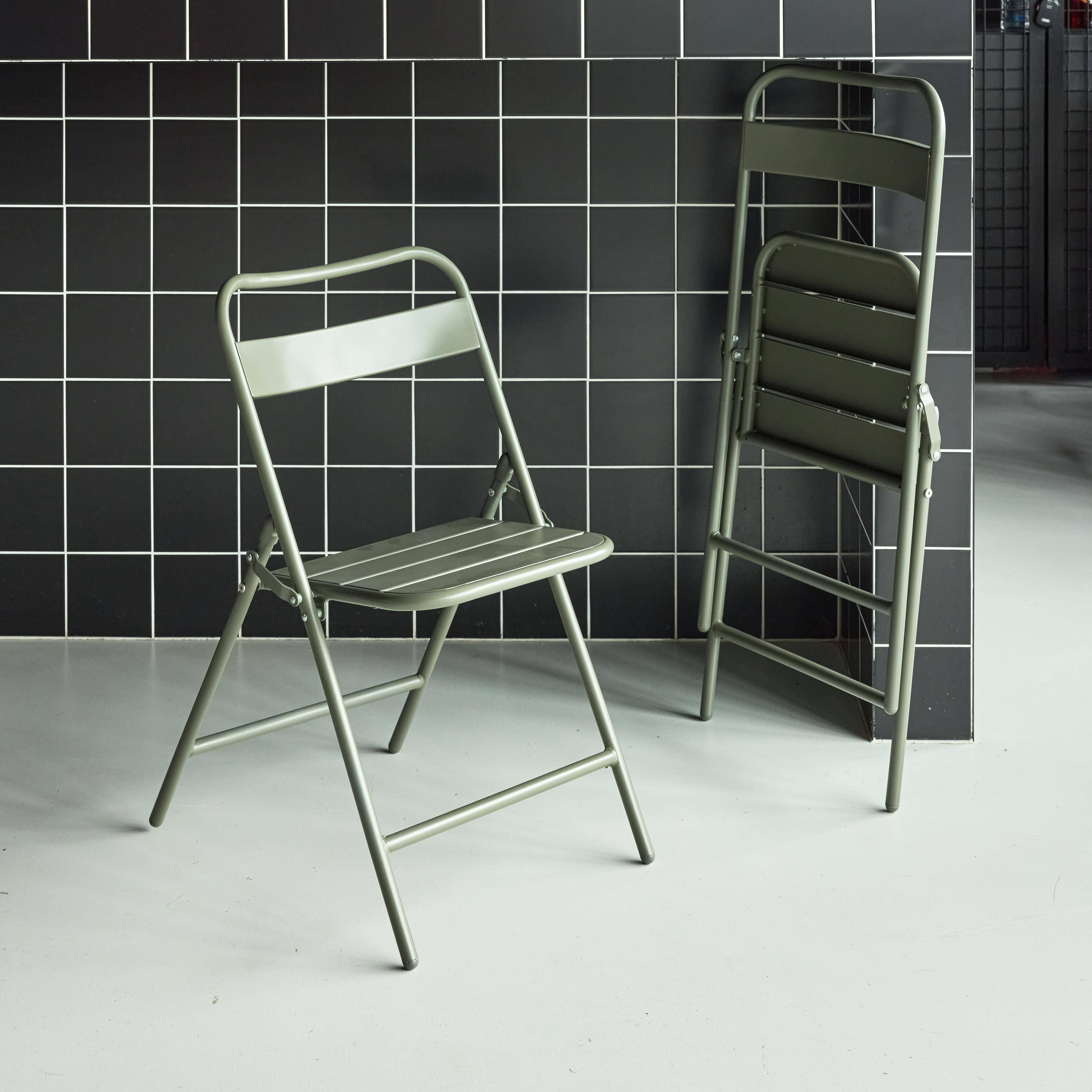 Amelia - Silla de jardín bistró plegable de acero, set de 2