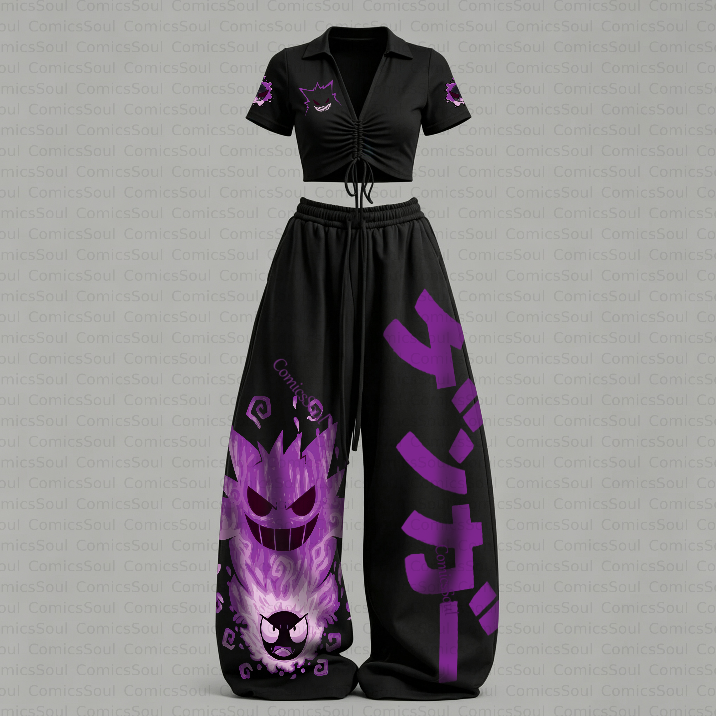 Pokémon Drawstring Short Sleeve Top & Long Pants Two-Piece Set