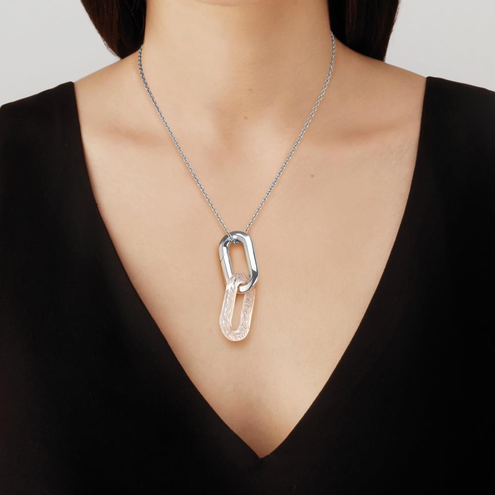 PENDENTIF EMPREINTE ANIMALE - CRISTAL INCOLORE, ARGENT