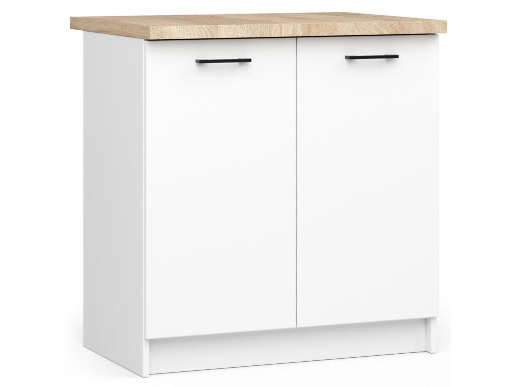 Armario de cocina Casaplu S80 con encimera sistema OLIWIA Blanco 80 cm 2 puertas color Blanco mate 2 estantes 80x46x85 cm