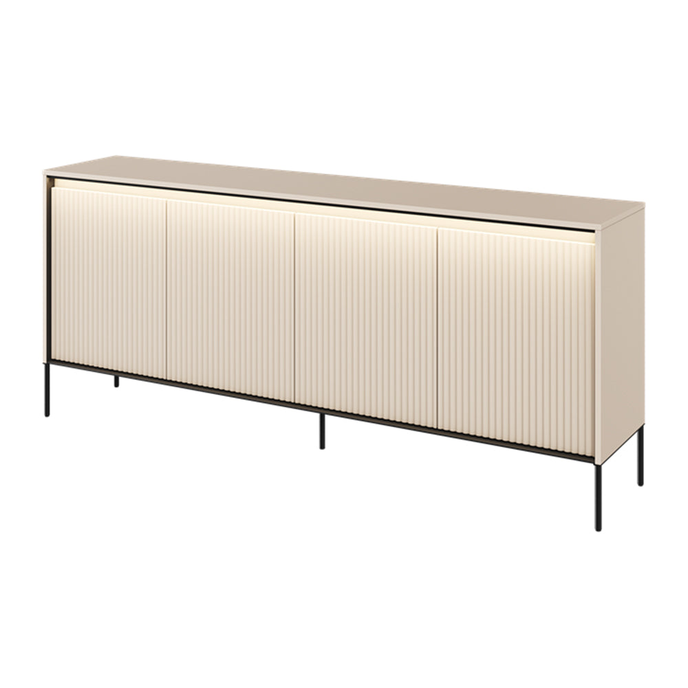 Blokker Brive Dressoir B 193 cm - 4-deurs met Verlichting - Zand