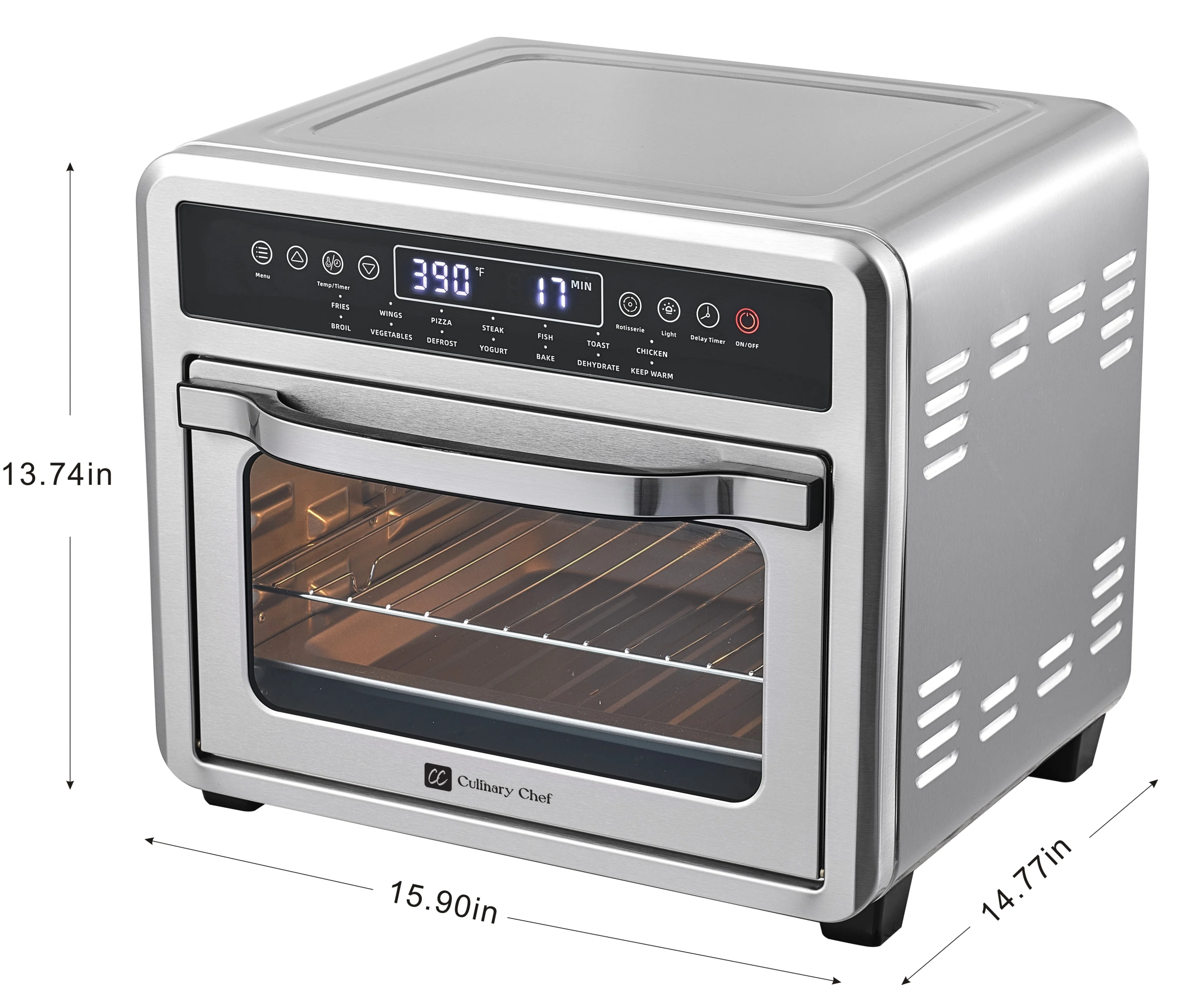 Culinary Chef Air Fryer Oven, Digital, 26 Quart 10-in-1 Countertop Toaster Oven and Air Fryer Combo in Stainless Steel - Image 5