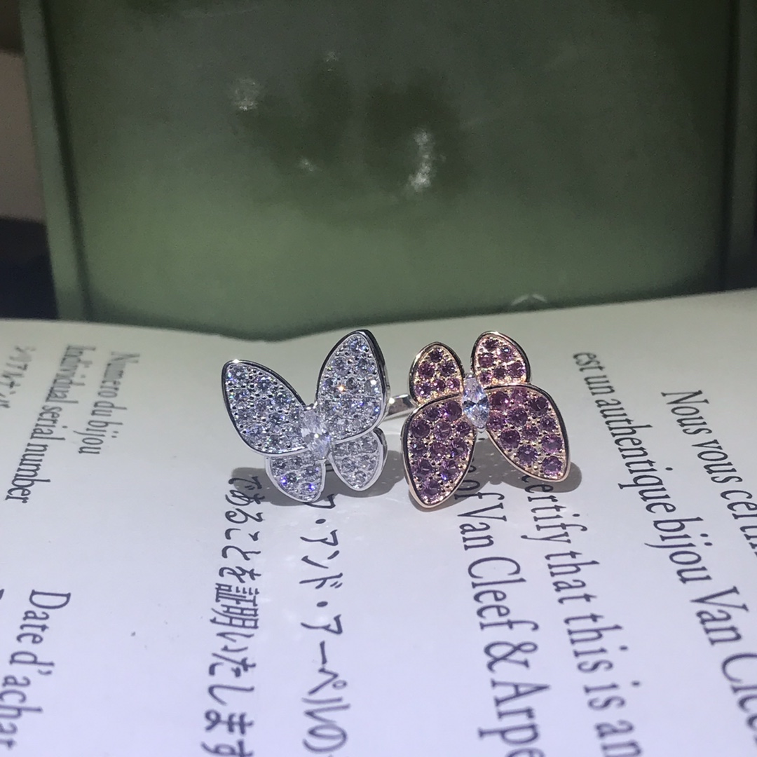 VCA Full Diamond Two Butterfly Between the Finger Ring - Original Replica Club