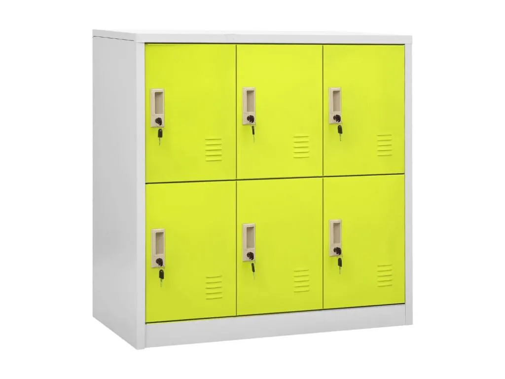 Set de 5 Armarios tipo taquilla en acero color gris y verde 90x45x92.5 cm VX2162555