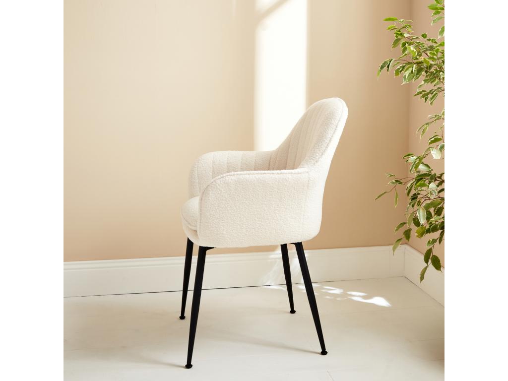 Sillón en borreguito con patas de metal borreguito blanco