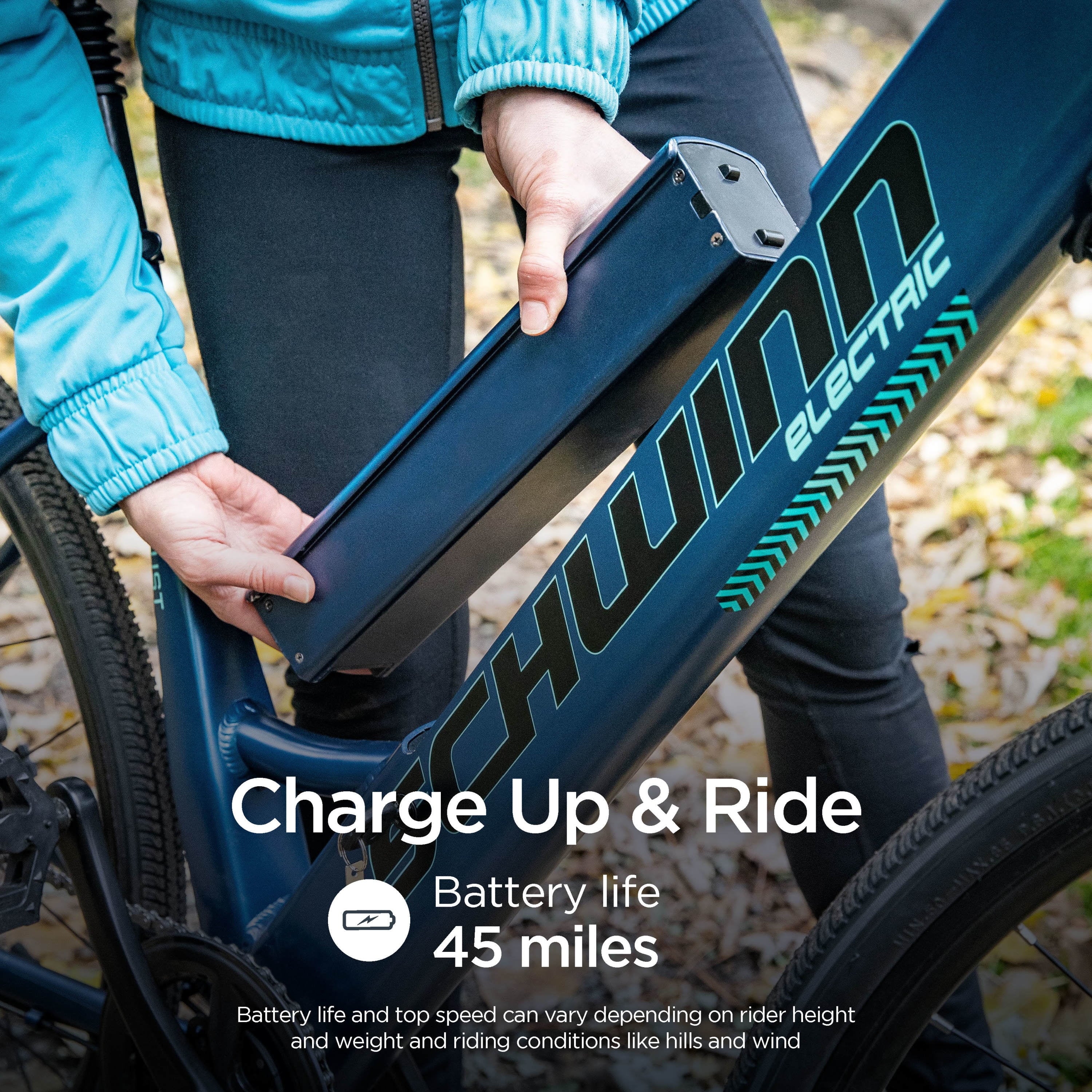 Schwinn 700c Wanderlust Unisex Electric Hybrid Bike, Matte Blue, 250w Motor, Step Thru Ebike for Adults - Image 5